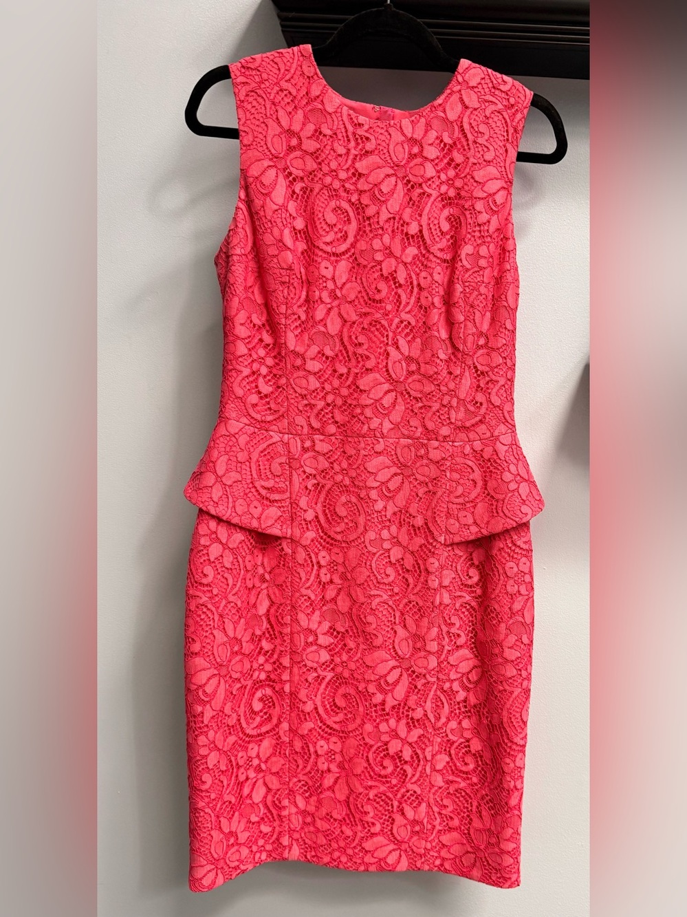 Jason Wu Coral Lace Peplum Midi Dress